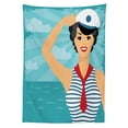 thumbnail image 3 of Ambesonne Pin up Girl Tablecloth Rectangular Table Cover, Smiling Sailor Girl, 60"x84", Peach Blue and Scarlet, 3 of 4