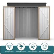 6x4 ft Outdoor Storage Shed on Sale, Sheds & Outdoor Storage with Lockable Doors, Metal Garden Shed by Durable Galvanized Steel for Patio, Lawn, Light Brown