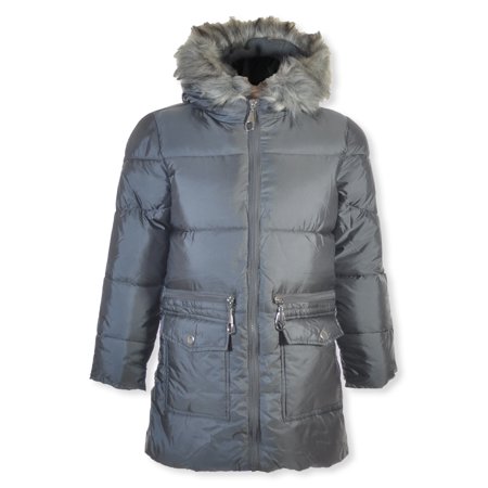 Rothschild Girls' Long Puffer Jacket - black, 14 (Big Girls)