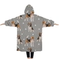 thumbnail image 2 of Oversized Wearable Blanket Hoodie,Beagle and Dog Footprints Sherpa Blanket Hoodie with Super Pockets,Super Warm Fuzzy Pullover for Women & Men, 2 of 6