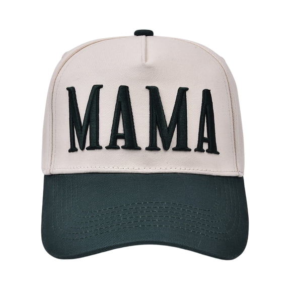MAMA Embroidered Trucker Hat for Women Decorative 3D Puff Letter Mesh Back Snapback Baseball Cap Green