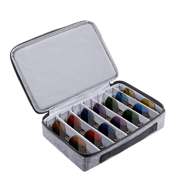 Travel Sunglasses Organizer Case, Adjustable Slot for Multiple Pairs, Portable Eyeglasses Storage Box for Men Women