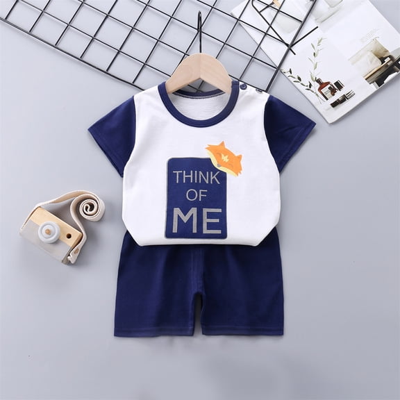 2Pcs Baby Girls Outfit Clearance Toddler Kids Baby Boys Girls Fashion Cute Short SleevePrint Casual Suit