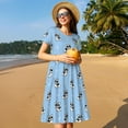 thumbnail image 4 of Gukieu French Bulldog Puppy Print Women's Short Sleeve Dress, Elastic Waistband A-line with Pockets Summer Dress, Suitable for Daily Leisure, Work, Vacation, 4 of 6