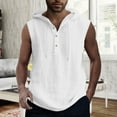 thumbnail image 2 of Men's Casual Solid Color Tank Top with Drawstring Button Hooded Vest for Stylish Comfort Men's Tops T-Shirt Casual Crew Neck Loose, 2 of 5