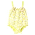thumbnail image 4 of REDARER Girls Daisy Print One-Piece Swimsuit, Ruffle Bathing Suit with 3D Flower Accents,24-36 Months, 4 of 4