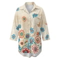 thumbnail image 4 of Xoenoiee Boho Mandala Flower Print Womens Bathing Suit Cover Ups Long Sleeve Bikini Swimsuit Coverup Button Down Beach Dress Shirt with Chest Pocket, M, 4 of 7