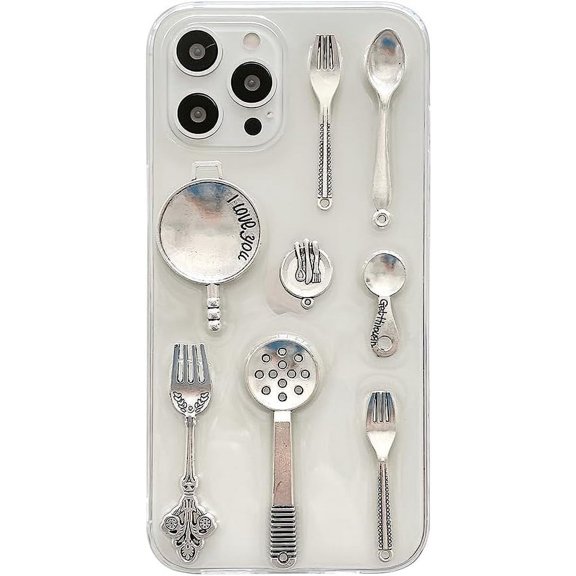 Designed for iPhone Case,Cute 3D Kitchenware Clear Shockproof Protective Cover Phone Case (iPhone 15 Pro Max,White)