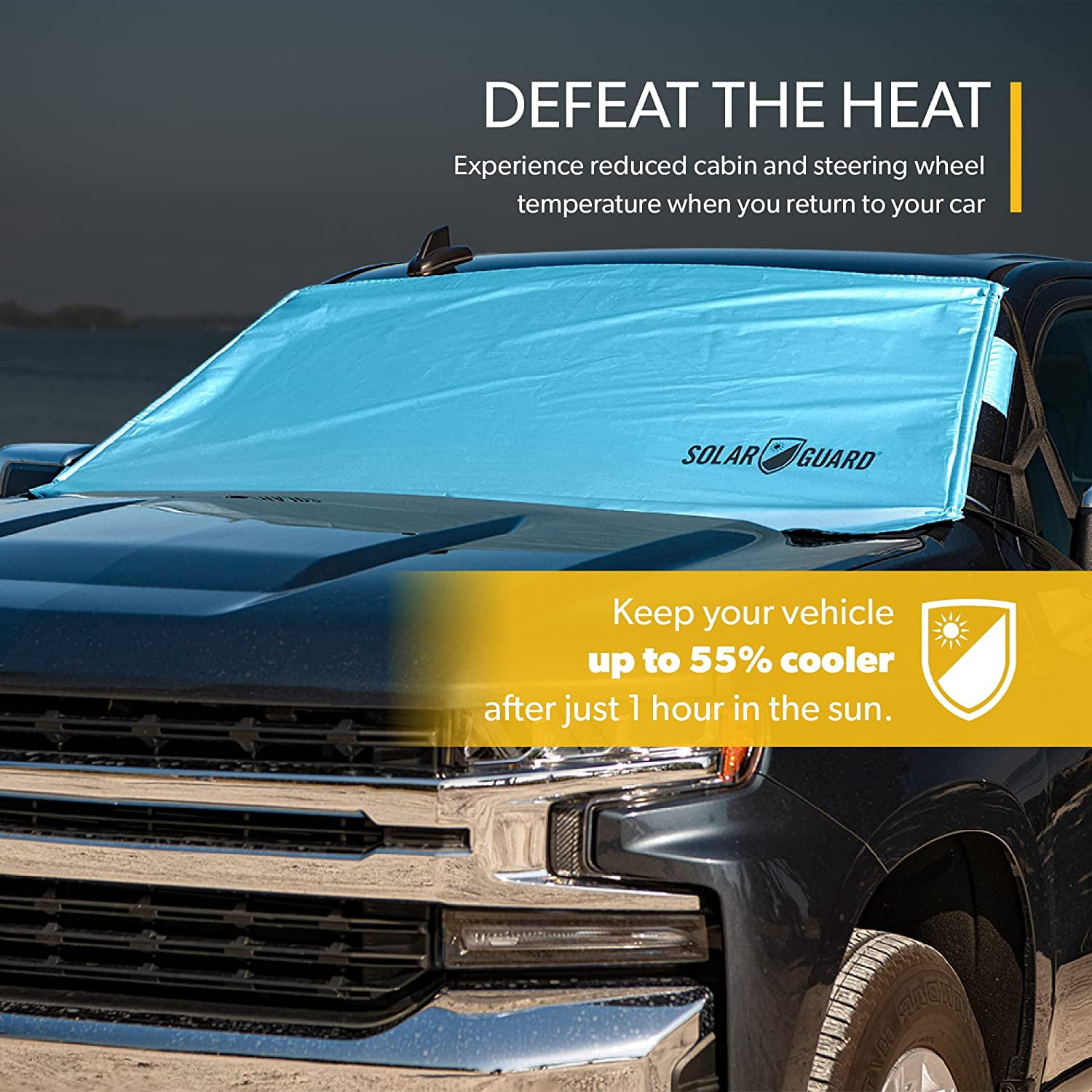 SolarGuard Plus UV-Blocking Exterior Sunshade for Car Windshield, Pool Blue, ST