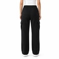 thumbnail image 3 of Common Stitch Women's Wide Leg Cargo Fleece Sweatpants, 3-Pack, 4 Pockets, Elastic Drawstring Waist, 3 of 7