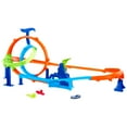 thumbnail image 1 of Hot Wheels Stunt Tracks Rapid Launch Cyclone Track Set & 1:64 Scale Die-Cast Toy Car, 1 of 6