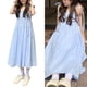 thumbnail image 5 of Vestido con tirantes finos para mujer, línea A, dulce, sin mangas, cintura alta, informal, vestidos largos de verano para la escuela, viajes, trabajo, azul 2512 L, 5 of 12