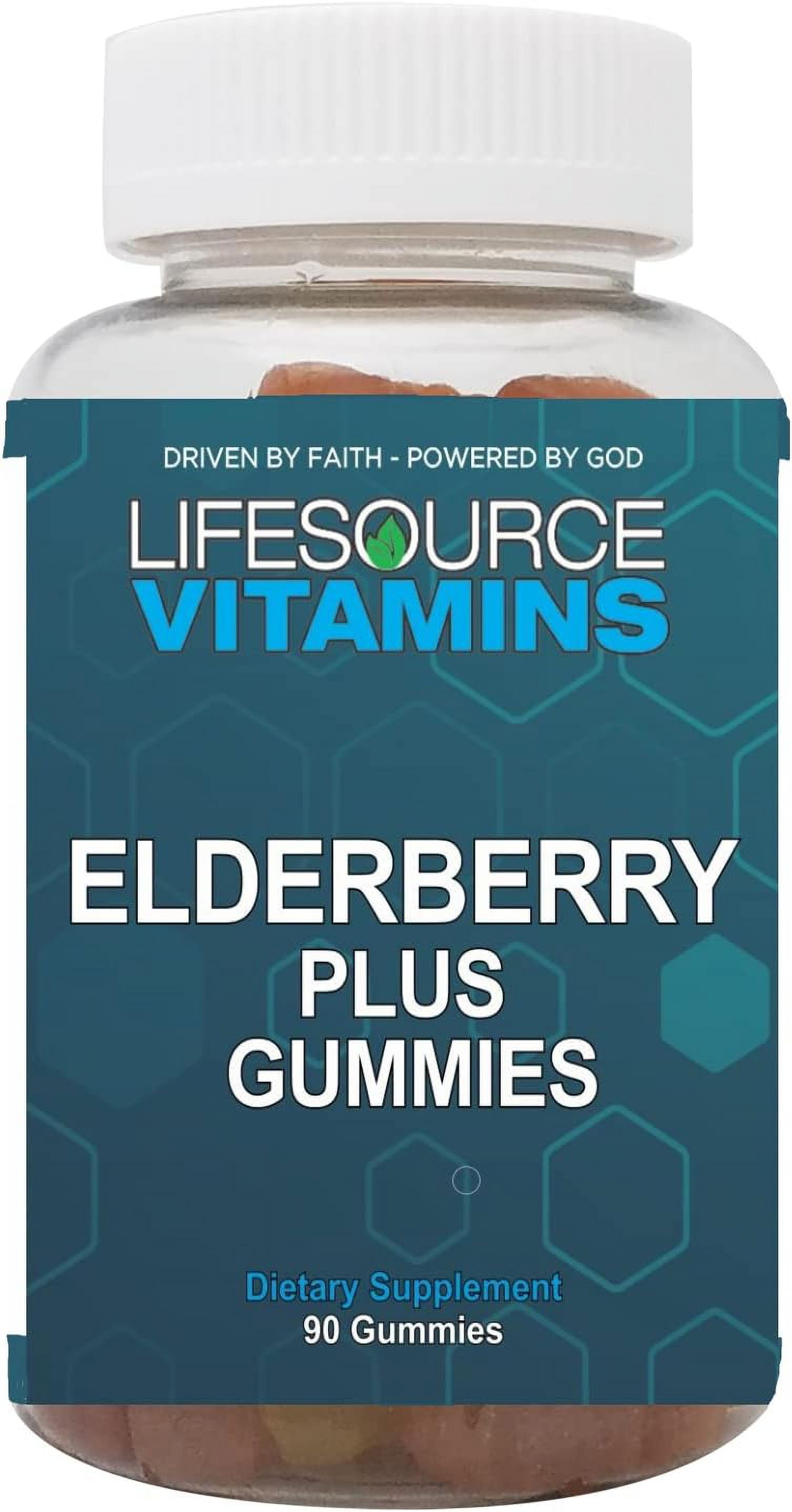 LifeSource Vitamins Elderberry Plus Gummies for Immune Support with Vitamin C and Zinc, 90 Count