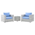 thumbnail image 1 of Modway Convene Ensemble de Mobilier de Patio Extérieur 3 Pcs en Gris Pâle Bleu Pâle, 1 of 3