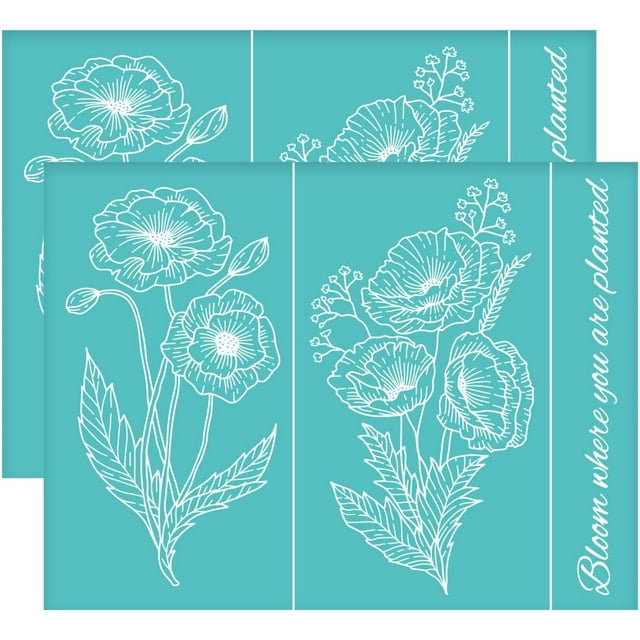 2pcs Poppy Silk Screen Printing Stencils SelfAdhesive Silk Screen