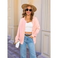 thumbnail image 3 of Osfvolr Long Sleeve Crewneck Button Down Womens Sweaters Fall Open Front Cardigan Sweaters for Women 2025 Pink M, 3 of 8