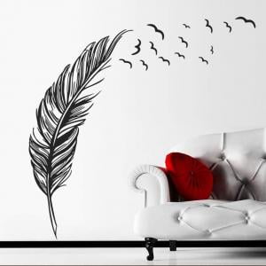 - Fancyleo Birds Flying Feather Large Wall Stickers Vinyl Art Decals Modern Room Decor (88*57 CM, Black)