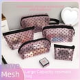 thumbnail image 2 of Bolsa de maquillaje de malla con forma de corazón para niñas, portátil, de gran capacidad, transpirable, para guardar pintalabios, 2 of 6