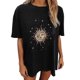 thumbnail image 1 of Blusa de manga corta con estampado de luna y sol de calavera divertida con mangas caídas vintage para mujer Pompotops  hfajkhk125334, 1 of 7