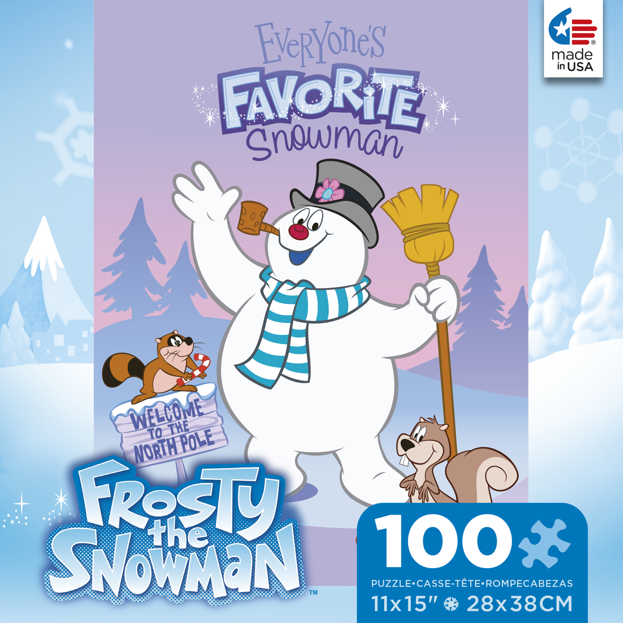 Ceaco 100-Piece Kids Frosty the Snowman Everyone's Favorite Snowman Interlocking Jigsaw Puzzle