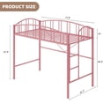 thumbnail image 2 of Loft Bed Twin Size with Ladde and Arched Guardrail, Heavy Duty Metal Loft Bed Frame for Kids and Adults, Sturdy Steel Slats Support, Small Space Saving Design, No Box Spring Needed, Pink, 2 of 8