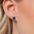 thumbnail image 3 of Gem Stone King 14K Yellow Gold Blue Lapis Double Notch Stud Earrings | 4.00 Cttw | Gemstone Birthstone | Emerald Cut 9X7MM | Basket Setting | Gold Earrings for Women Men, 3 of 6