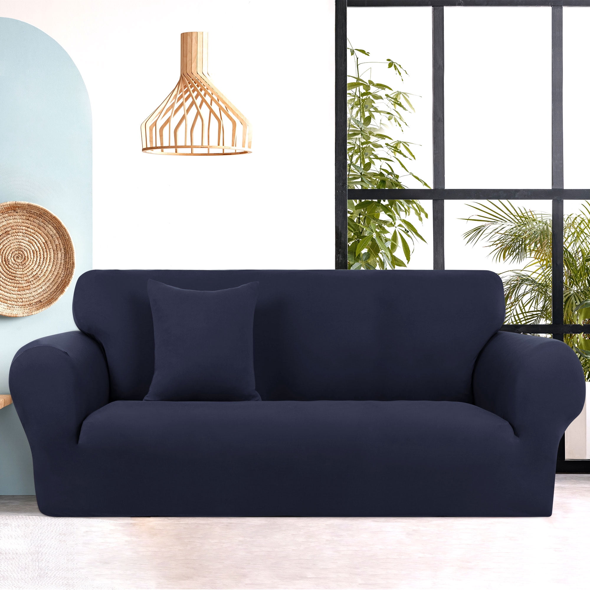 Unique Bargains Solid 1/2/3 Seater Sofa Cover Stretch Couch Slipcover Navy