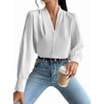 thumbnail image 2 of Blusas de Trabajo para Mujer, Blusas de Larga, Blusas de Oficina con Cuello en V, Blusas de para Mujer S, 2 of 10