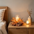 thumbnail image 6 of Yyuenw Halloween Artificial Maple Leaf Sunflower Rose Candle Wreath Fall Harvest Thanksgiving Table Centerpiece Mantel Party Indoor Decor Ornament, 6 of 6