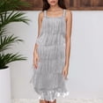 thumbnail image 2 of Women's Vintage Tassels Flapper Dress 1920's Party Halloween Tiered Fringe Dress Outfit Clubwear, 2 of 5