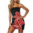 thumbnail image 6 of ZZwxWA Womens Sexy Strapless Floral Pattern Bodycon Tube Mini Dresses Summer Skinny Sleeveless Backless Bandeau Tube Dress, 6 of 7