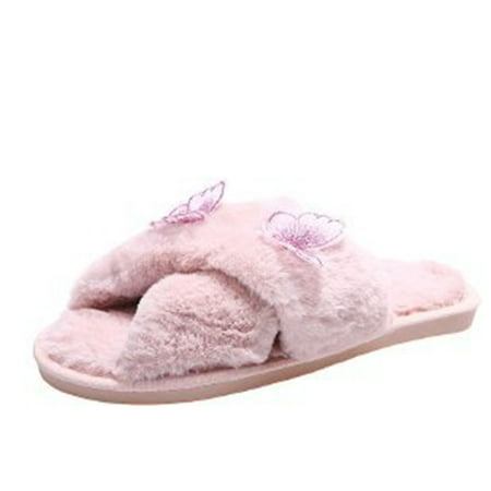 

Lolmot Women s Cross Band Slippers Fuzzy Soft Memory Foam House Slippers Plush Furry Warm Cozy Open Toe Fluffy Home Shoes Comfy Indoor Outdoor Slip On Breathable Slippers