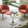 thumbnail image 4 of Pink Blue Yellow Flowers Elastic Fitted Round Table Cover Vintage Linen Art Waterproof Outdoor Tablecloth for Holiday Party, Picnic, Patio & Dining Fits Tables Up to 55"-60", 4 of 8