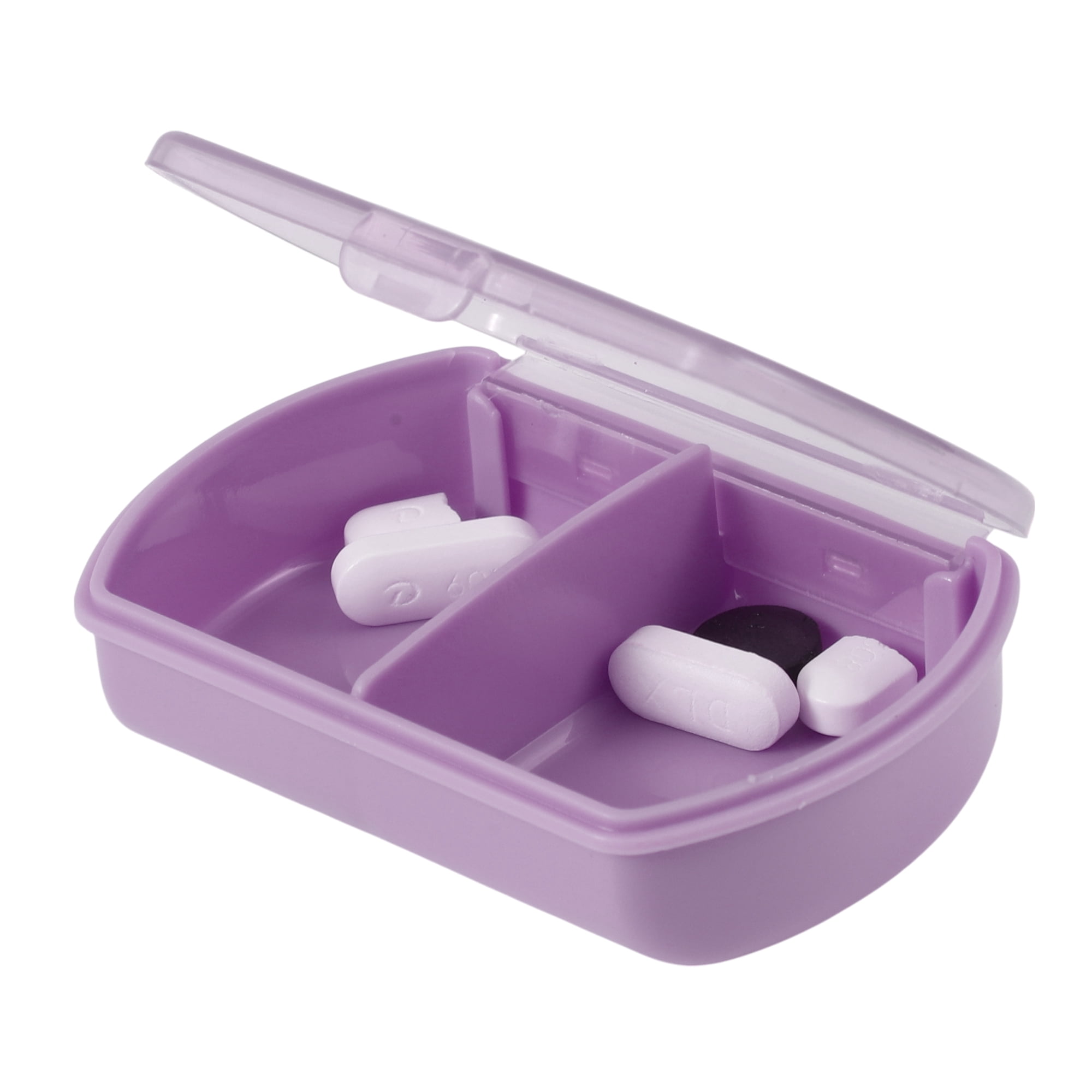 Unique Bargains 2 Compartment Pill Case for Travel 1 Pc Purple