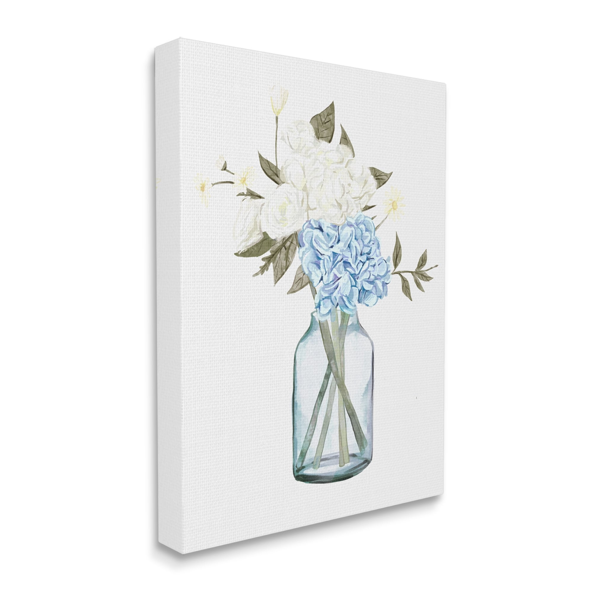 Stupell Blue Hydrangea Bunches Vase Botanical & Floral Painting Gallery Wrapped Canvas Print Wall Art