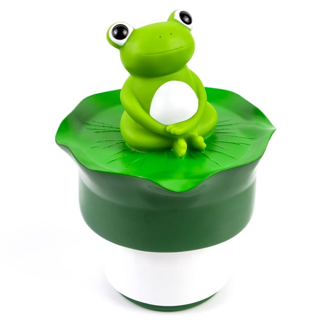 Dosificador flotante de cloro MKLZ con forma de rana para piscina y soporte para pastillas de 3 pulgadas