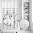 thumbnail image 2 of No Hook Shower Curtain, Easter Bunny Shower Curtains for Bathroom with See Through Top Window, Eucalyptus Leaves Rabbits Country Grey Plaid Waterproof & Washable Bath Curtain Stand Up Stall 36"x72", 2 of 9