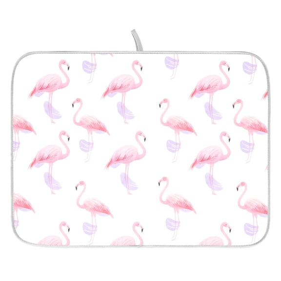 Ryvnso Flamingos Watercolor Dish Drying Mat for Kitchen Countertop 16x18 Small Dish Pad Drainer Rack Dish Sink Mats