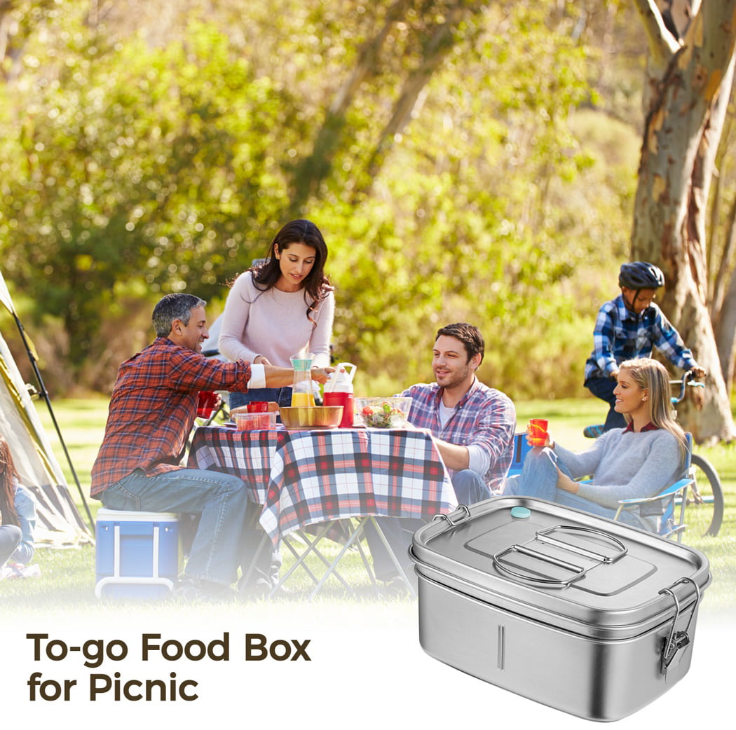  VIKCOLEE Stainless Steel Bento Lunch Food Box Container,  5-Compartment Large 1400ML Metal Lunch Box Container for Adults with  Lockable Clips to Leak - Dishwasher Safe: Home & Kitchen