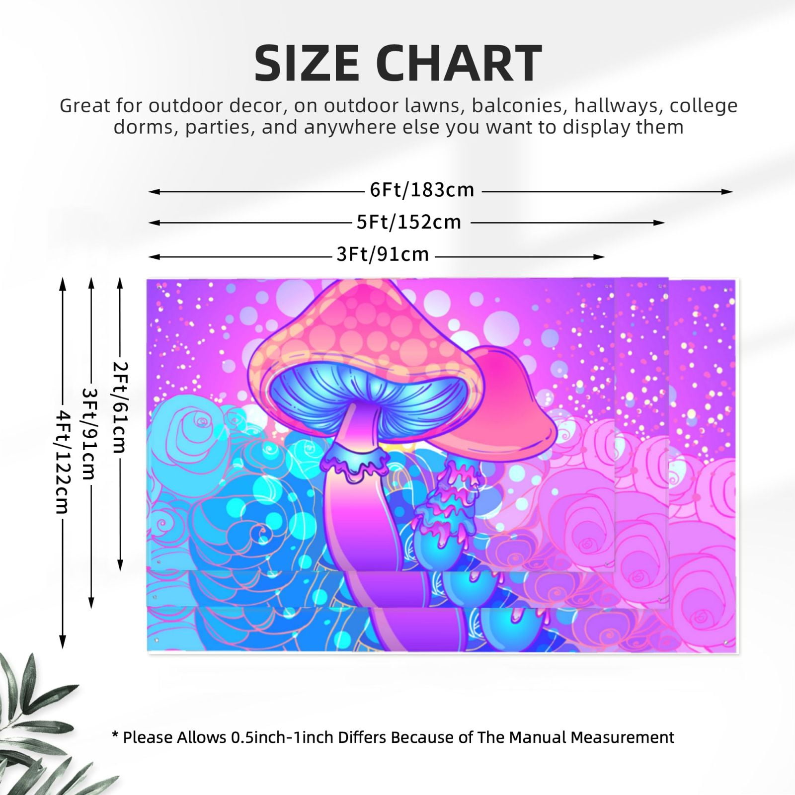 Magic Mushroom Geometry Psychedelic Four Hole Decorated Banner Flag for Garden Yard Home Decoration Indoor Outdoor 4x6 Ft