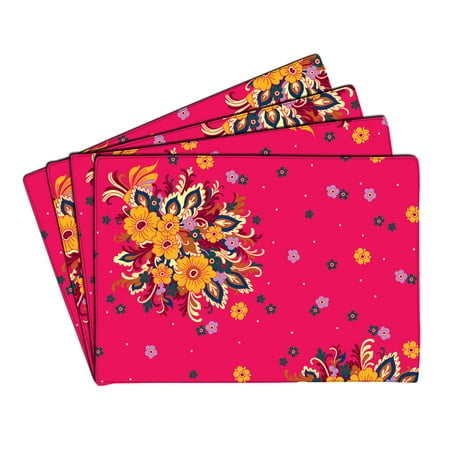 

eloria Floral Design Heat Resistant Placemats Dining Table Mats Cotton Canvas Set of 4