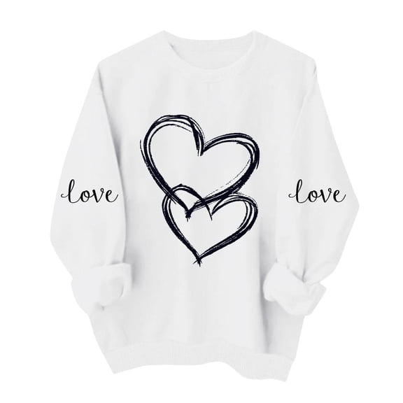 Dgankt Valentine's Day Shirts for Women Fashion Crewneck Print Long Sleeve Shirt Casual Womens Tops,Sizes XS-XL