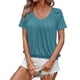 thumbnail image 2 of Camisetas Casuales de Verano para Mujer, Camisetas de Corta con Cuello en V, Azul Pavo Real, Talla M, 2 of 7