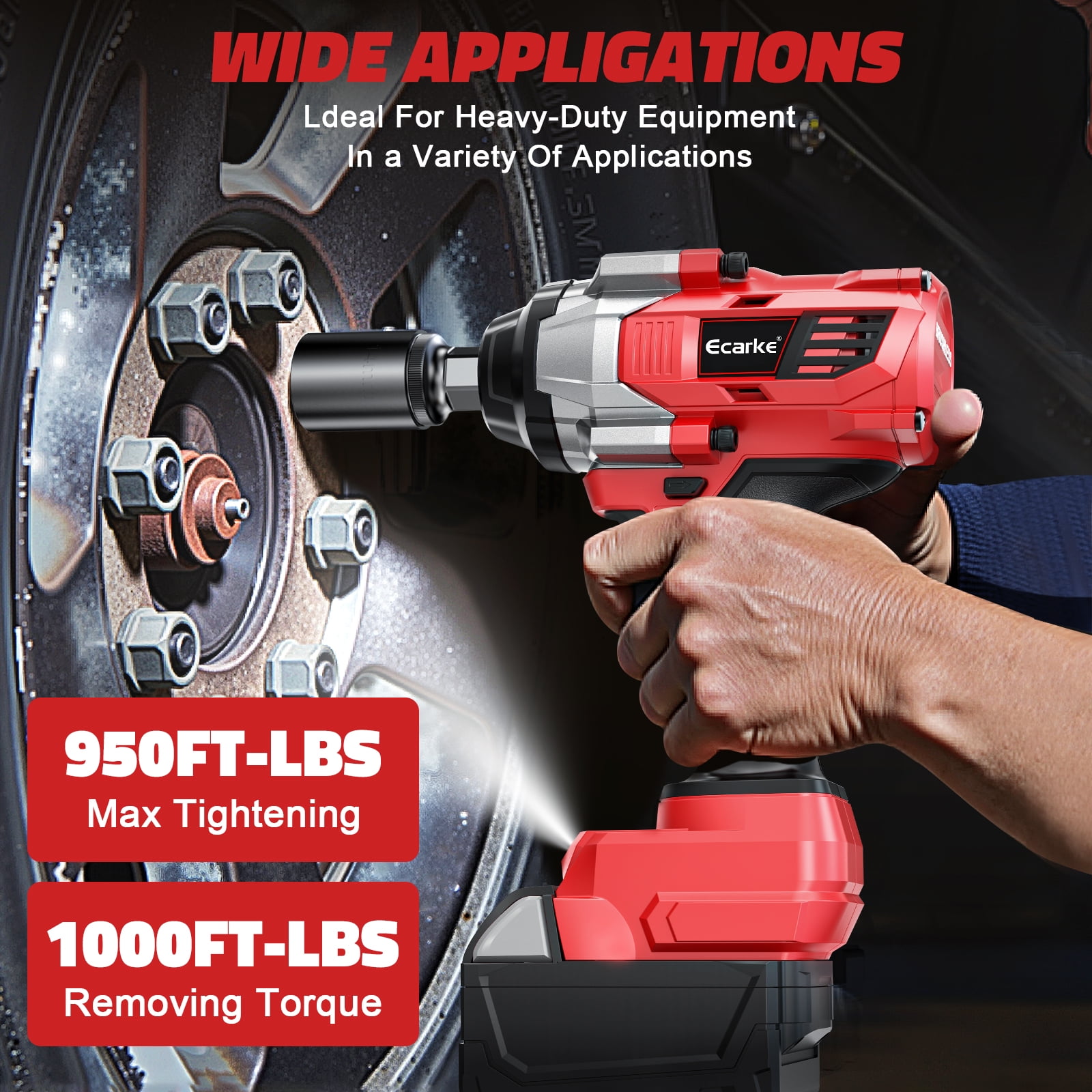 Cordless Impact Wrench 1/2 inch Compatible for 18V Battery, 1360N.m High Torque Impact Driver(no battery)