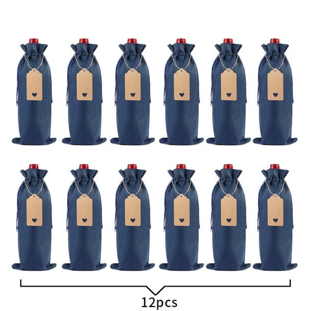 Bolsa de lino para botellas de vino, bolsa de lino para envasar vino tinto