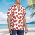 thumbnail image 5 of Fotbe Hand Drawn Watermelon Hawaiian Shirt for Men Unisex Summer Beach Casual Short Sleeve Cotton Linen Button Down Shirts-3X-Large, 5 of 9