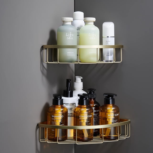 Cesta de estante de esquina para baño, ducha, ultra resistente, resistente a la corrosión, organizador de estantes de acero inoxidable, soporte para champú, estante de almacenamiento montado