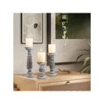 thumbnail image 5 of Rustic Wooden Pillar Candle Holders Set Of 3 12'' 9'' 6'' Farmhouse Wood Candle Stand For Table Centerpieces Vintage Tall Candleholders Fireplace Mantel Decor For Living Room Grey, 5 of 8