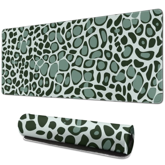 Long Mouse Pads for Desk,Green and Dark Green Giraffe Pattern Desk Mats on Top Of Desks, Desk Mouse Pad Extra Large with 3mm Non-Slip Base and Stitched Edge for Gaming,Office,Work,Home 31.5"x11.8"