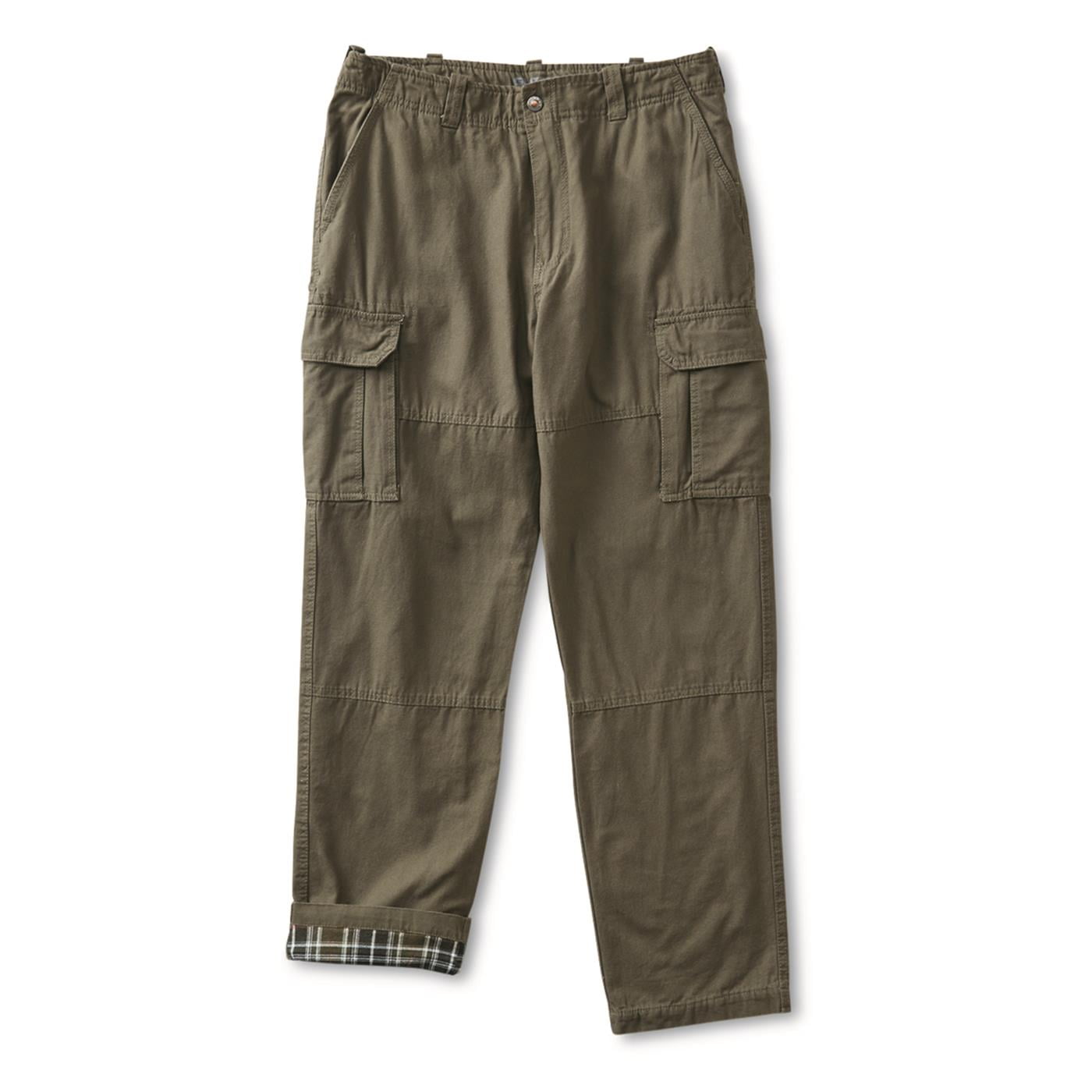 Guide Gear Outdoor 2.0 Flannel-Lined Cotton Cargo Pants, Khaki, W32 L30 at   Men's Clothing store